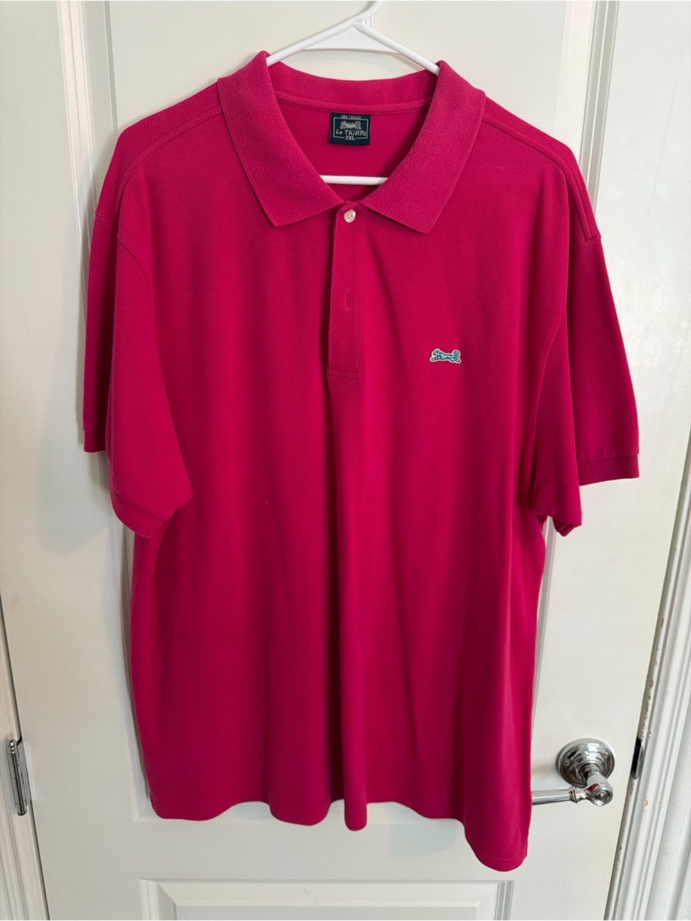 Le Tigre Men's Bright Pink Polo Shirt with Embroidered Logo